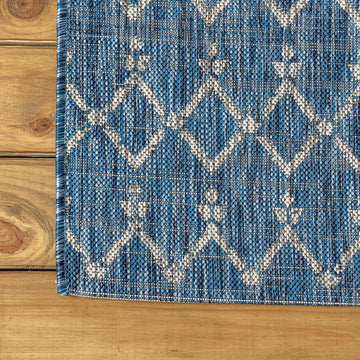 Ourika Moroccan Geometric Textured Weave Indoor/outdoor Square Rug